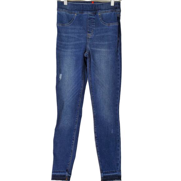 Spanx SZ S Distressed Denim Pull-On Pants High Rise Distressed Leggings Jeans - Picture 2 of 5